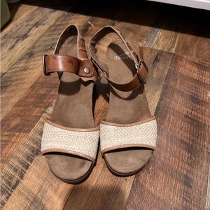 Dansko Brown & Natural Wedge Slingback Sandals